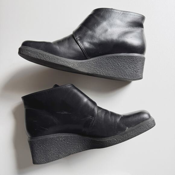 Vintage Franco Sarto Y2K Black Leather Square Toe Ankle Boots Size 8.5 - Picture 3 of 8